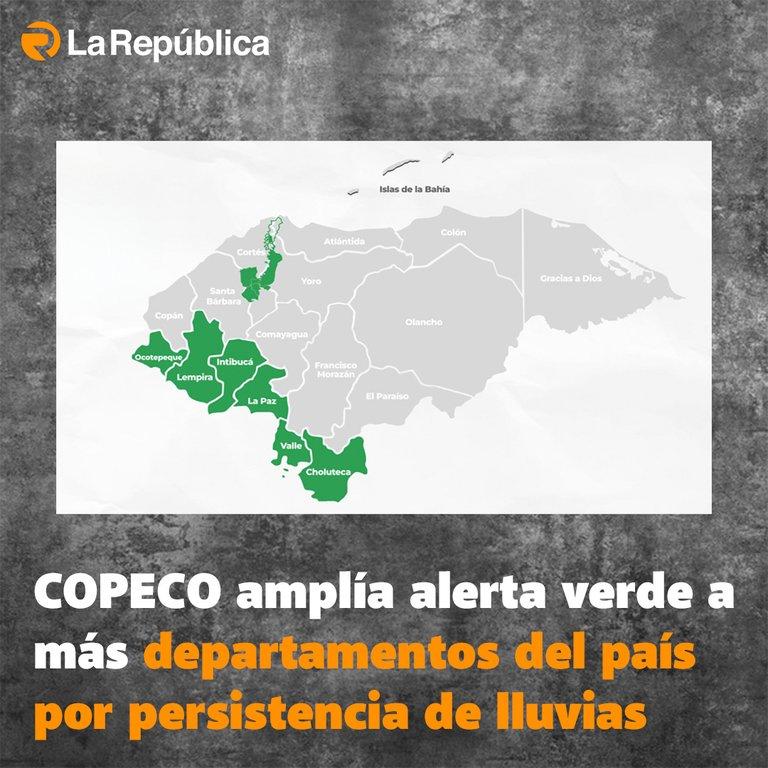 COPECO amplía alerta verde a más departamentos del país por persistencia de lluvias - Cover Image